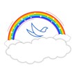 Abstract bird rainbow, vector icon logo art