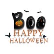 Paper cut Trick or treat greeting card Happy Halloween, vector background
