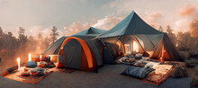 Cool Camping Ideas Tent Camping Set Up Ideas Digital Art Illustration Painting Hyper Realistic