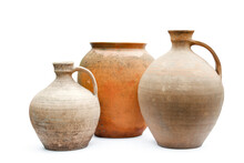 Ancient Decorative Ceramic Vase And Amphora Jug, Rural Rustic Clay Earthenware