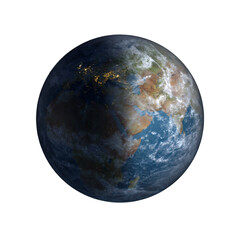 Wall Mural - Earth globe rotated to show Africa, the Middle East and Europe in half daylight.