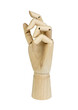 A wooden mannequin hand for artist's to use as a drawing reference