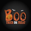 Paper cut Trick or treat greeting card Happy Halloween, vector background
