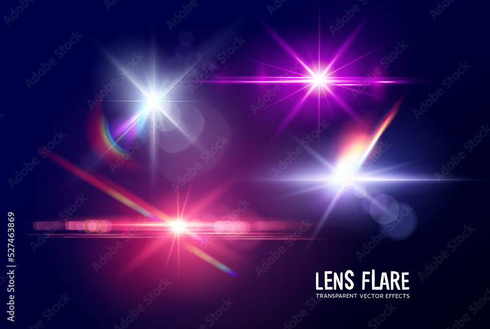 Lens Effect Vector Modern fantasy transparent light lens flare effects. Vector ...