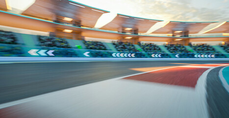 Wall Mural - 3d rendering racing concept of evening scene futuristic racetrack