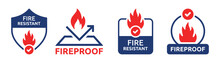 Fireproof Icon Set. Fire Resistant Icon Sign Vector Illustration.