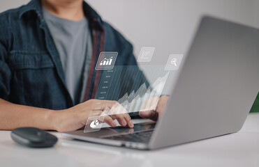 Aufkleber - Big data analytics and business intelligence concepts. Financial charts are displayed on an computer display.