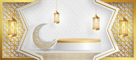 Wall Mural - Islamic 3d podium round stage