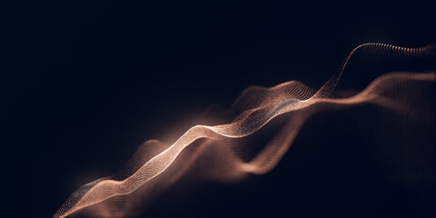 Wall Mural - abstract blue background of points. abstract wave technology background with blue light digital effe
