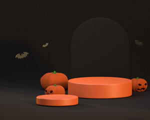 Wall Mural - 3d render of podium with halloween concept