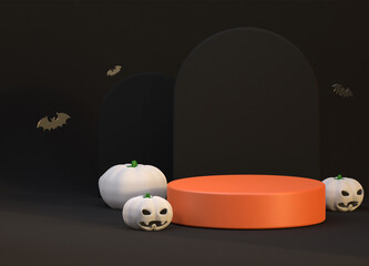 Wall Mural - 3d render of podium with halloween concept