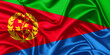 Eritrea waving national flag close up silk texture satin illustration background.