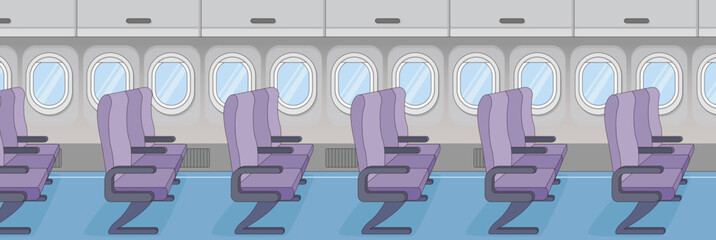 Cute and nice design of Airplane Inside with furniture and interior objects vector design