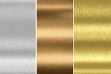 Fototapeta  - Gold, silver and bronze collection. Metal background. 3d rendering