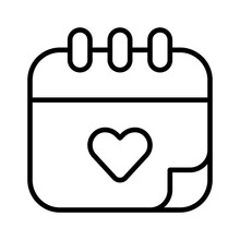 Calendar Heart Flip Outline Vector Icon