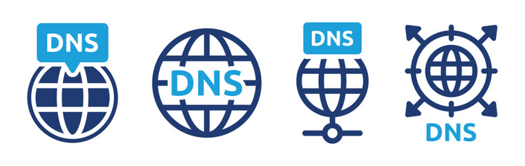 Poster - DNS icon set. Internet, network symbol. Technology concept.