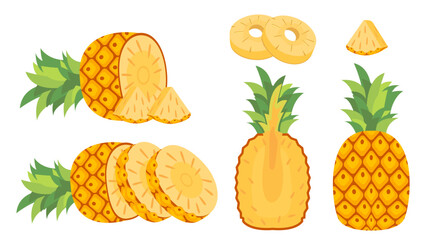 Wall Mural - Collection set of cartoon fruit pineapple object