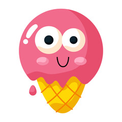 Poster - Cute cartoon icecreams with funny face