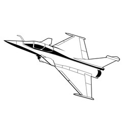 Wall Mural - modern jet fighter black and white vector design