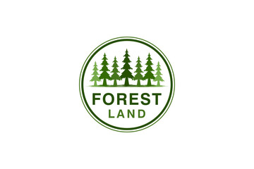 Wall Mural - Green cedar pine tree logo nature organic environment icon symbol rounded shape illustration