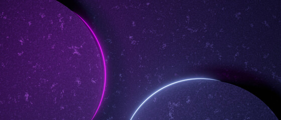 Wall Mural - abstract dynamic purple background with lights on the edge of circle shape smooth grungy texture. 3d