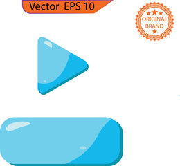 Wall Mural - Set of empty glass blue buttons and sliders, web icons for game.  Button set  glossy. EPS 10