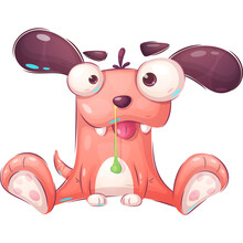 Cartoon Character Childish Snotty Dog