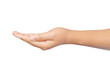 © jakkapan - Empty open hand holding of woman isolated ,Palm up