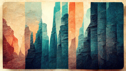 Wall Mural - Abstract mountain and canyon wallpaper texture illustration