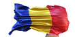 Nationalflagge von Rumänien weht über dem Gesicht einer Frau (Frauenrechte, Gleichberechtigung, Menschenrechte, Suverenität)