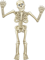 Sticker - Skeleton Cartoon Waving Hands