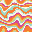 Abstract weaves seamless vector pattern. 60’s, 70’s style hippie background with waves, psychedelic groovy texture. Perfect for textile, wallpaper or print design.