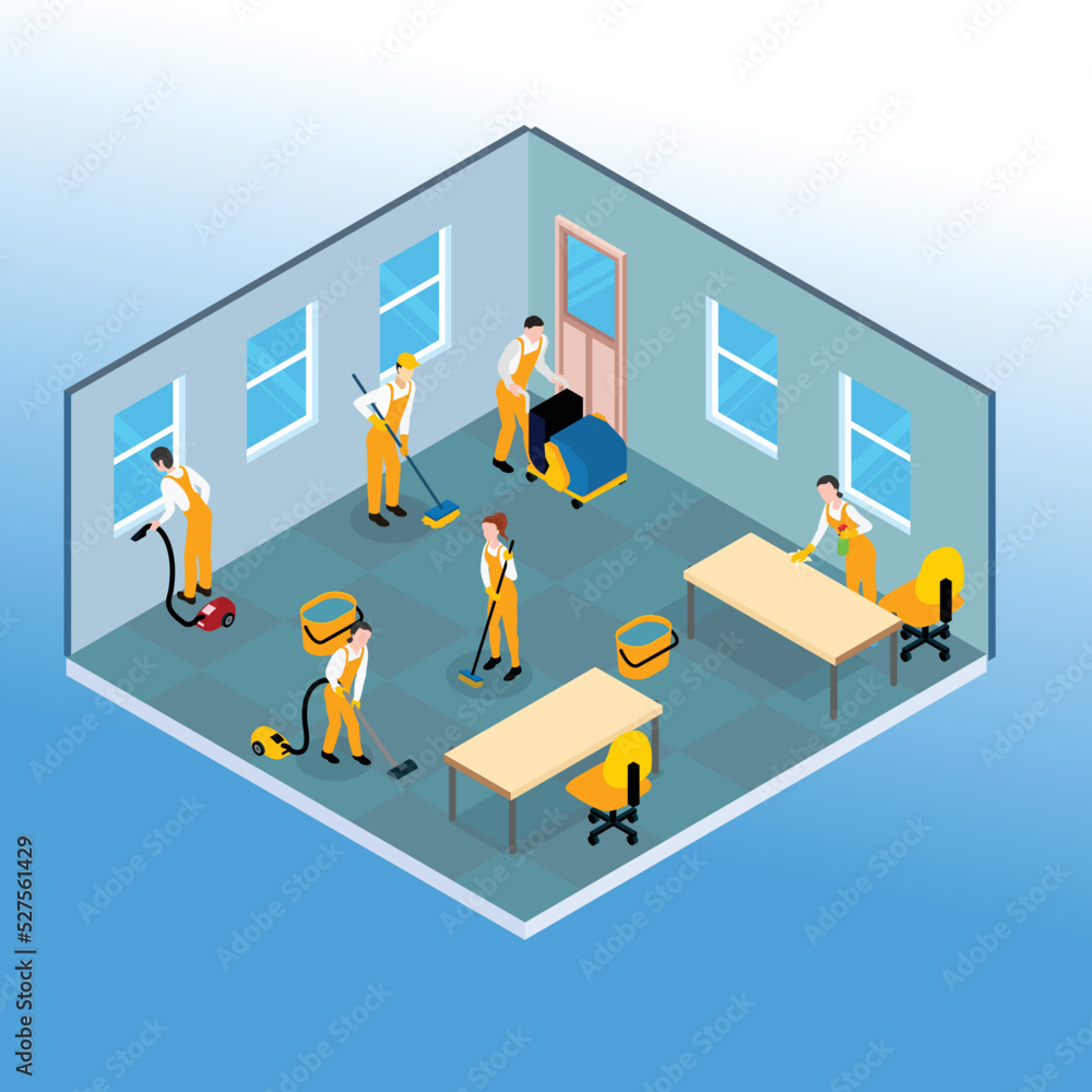 Cleaning service isometric 3d vector illustration concept for banner ...