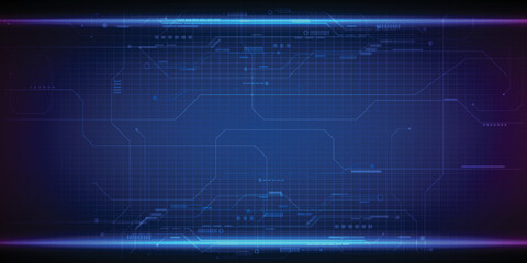 Vector illustrations of futuristic blue hi-tech element with grid line and circuit for advertising layout and game development artwork.Future technology and innovation concepts.