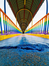 Interior Of The Rainbow Bridge In Kuala Perlis. Selective Focus. Low Angle View.