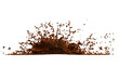 Chocolate Splash with droplets 3d rendering. PNG alpha channel.