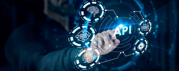 API - Application Programming Interface. Software development tool. Business, modern technology, internet and networking concept.