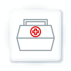 Wall Mural - Line First aid kit icon isolated on white background. Medical box with cross. Medical equipment for emergency. Healthcare concept. Colorful outline concept. Vector