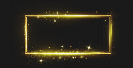 Wall Mural - rectangular frame with light effects. golden frame.vector illustration, eps