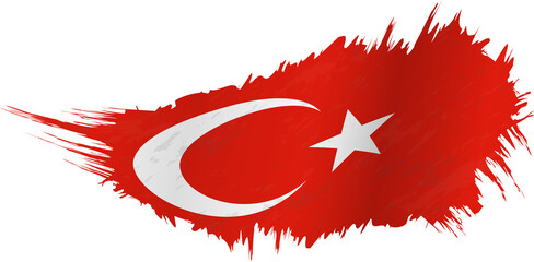 Flag of Turkey in grunge style with waving effect.