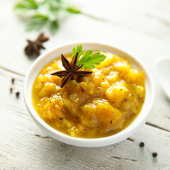 Wall Mural - Traditional homemade mango chutney with spices