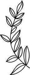 Wall Mural - Hand drawn branches with leaves and flowers icon