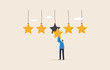 Customer review rating. Five Star Rate veiew. Quality rating of the work. After sales or business evaluation.