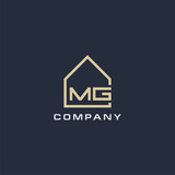 Fototapeta  - Initial letter MG real estate logo with simple roof style design ideas