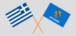 Crossed flags of Greece and The State of Oklahoma. Official colors. Correct proportion
