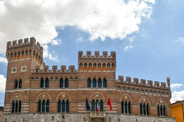 Sticker - High-section of Palazzo Aldobrandeschi (1903), seat of the provincial government of Grosseto, Tuscany, Italy