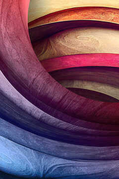 Wall Mural -  - red and blue gradient curve. backside cream and magenta design