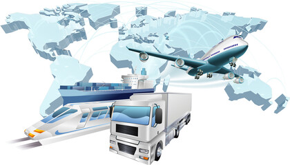 Wall Mural - Logistics Concept World Trade Map