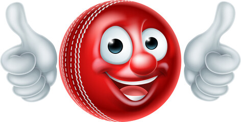 Sticker - Cricket Ball Cartoon Character