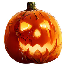 Cartoony Illustration Halloween Pumpkin Isolated On White